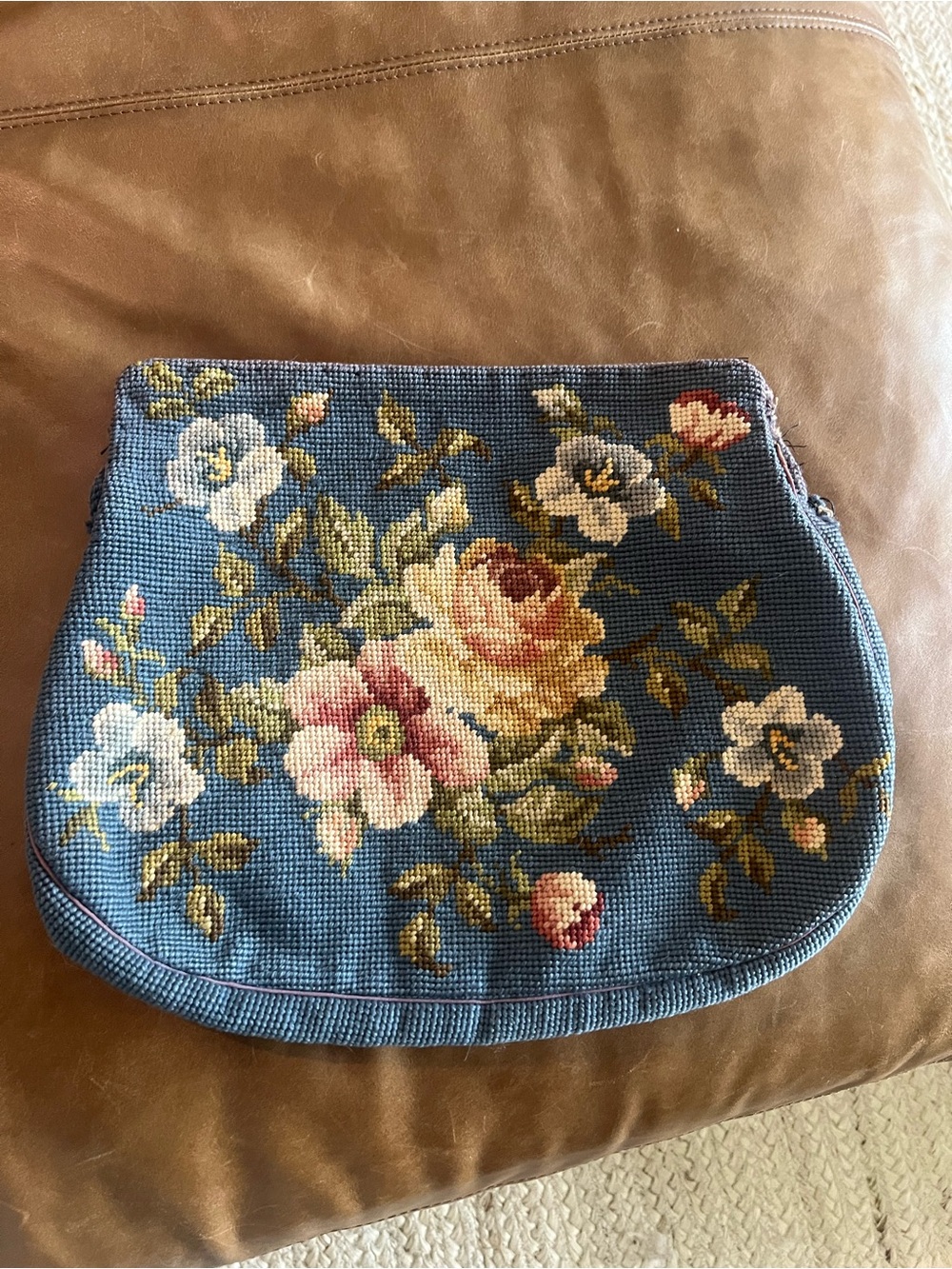 Vintage tapestry clutch purse crochet anthropology